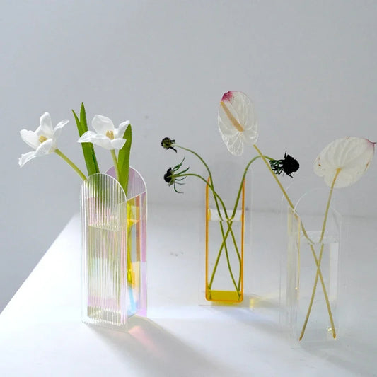 Acrylic Vase Dazzle Colorful Flower Vase Decoration Ornaments Small Vase Creativity Home Decoration