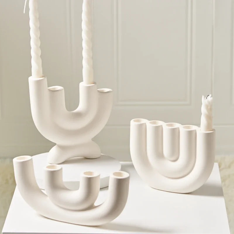 1PC Candlestick Holder Ceramic Ornament Photography Home Decoration Candle Holder Nordic Home Decor Ceramic Candelabra