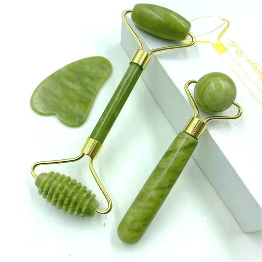 Natural Jade Massage Roller Guasha Board SPA Scraper Stone Facial Anti-Wrinkle Treatment Body Massager Health Care Tools