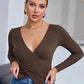 New Spring Summer Women Rib-Knit Stretchable Sexy V Neck Asymmetrical Hem Sweater Pull Femme Knitted Pullovers Y2K Jersey Tops