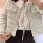 New Fashion Korean Chic Vintage Tweed Woolen Jacket Coat Women Autumn Single Breasted Plaid Tassel Office Lady Outwear